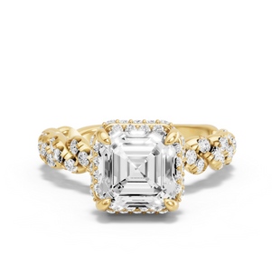 Image for Asscher Dual Halo Ring with Twist Pave band