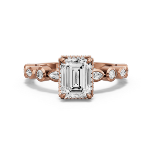 Image for Emerald Dual Halo Ring with Alternating Marquise band