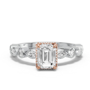 Image for Emerald Dual Halo Ring with Alternating Marquise band