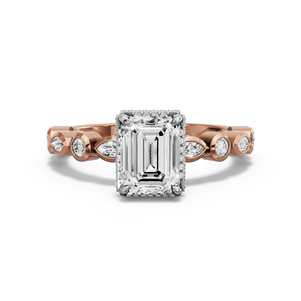 Image for Emerald Dual Halo Ring with Alternating Marquise band