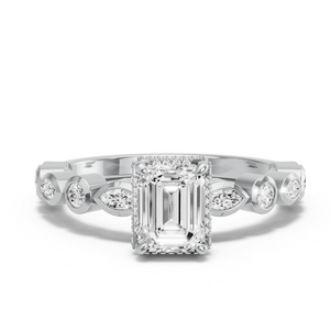 Image for Emerald Dual Halo Ring with Alternating Marquise band