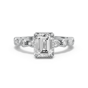 Image for Emerald Dual Halo Ring with Alternating Marquise band