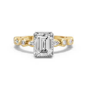 Image for Emerald Dual Halo Ring with Alternating Marquise band