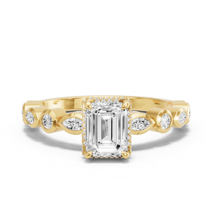Image for Emerald Dual Halo Ring with Alternating Marquise band