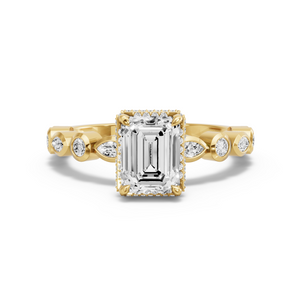 Image for Emerald Dual Halo Ring with Alternating Marquise band