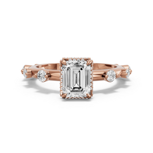 Image for Emerald Dual Halo Ring with Floating Station band