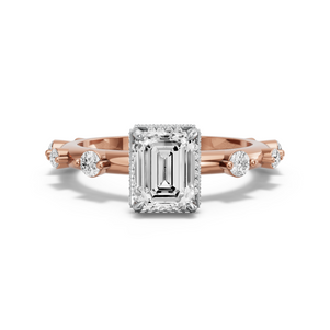 Image for Emerald Dual Halo Ring with Floating Station band