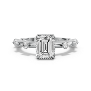 Image for Emerald Dual Halo Ring with Floating Station band