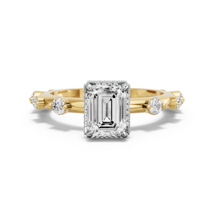 Image for Emerald Dual Halo Ring with Floating Station band