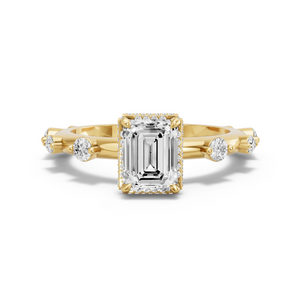 Image for Emerald Dual Halo Ring with Floating Station band
