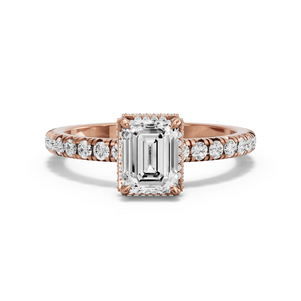 Image for Emerald Dual Halo Ring with French Pave band