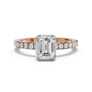 Image for Emerald Dual Halo Ring with French Pave band