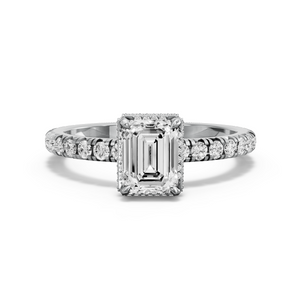Image for Emerald Dual Halo Ring with French Pave band
