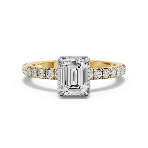 Image for Emerald Dual Halo Ring with French Pave band