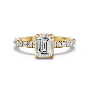 Image for Emerald Dual Halo Ring with French Pave band