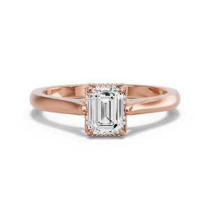 Image for Emerald Dual Halo Ring with Knife Edge Cathedral band