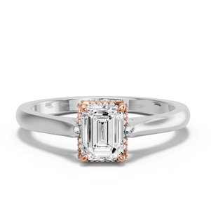 Image for Emerald Dual Halo Ring with Knife Edge Cathedral band