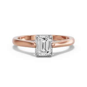 Image for Emerald Dual Halo Ring with Knife Edge Cathedral band