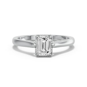 Image for Emerald Dual Halo Ring with Knife Edge Cathedral band
