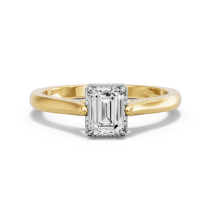 Image for Emerald Dual Halo Ring with Knife Edge Cathedral band