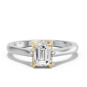 Image for Emerald Dual Halo Ring with Knife Edge Cathedral band