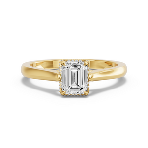 Image for Emerald Dual Halo Ring with Knife Edge Cathedral band