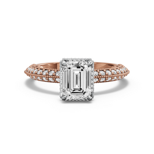 Image for Emerald Dual Halo Ring with Knife Edge Pave band