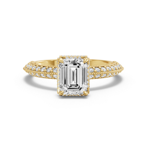 Image for Emerald Dual Halo Ring with Knife Edge Pave band