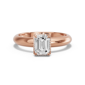 Image for Emerald Dual Halo Ring with Knife Edge Solitaire band