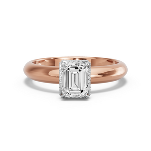 Image for Emerald Dual Halo Ring with Knife Edge Solitaire band