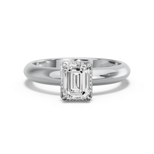 Image for Emerald Dual Halo Ring with Knife Edge Solitaire band