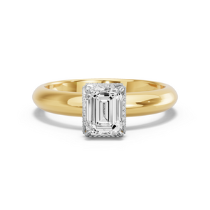 Image for Emerald Dual Halo Ring with Knife Edge Solitaire band