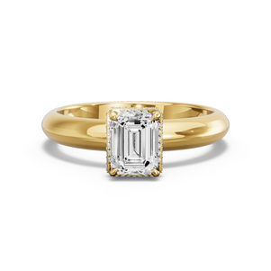 Image for Emerald Dual Halo Ring with Knife Edge Solitaire band