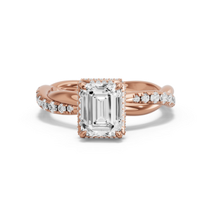 Image for Emerald Dual Halo Ring with Rope Pave band