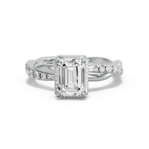 Image for Emerald Dual Halo Ring with Rope Pave band