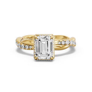 Image for Emerald Dual Halo Ring with Rope Pave band