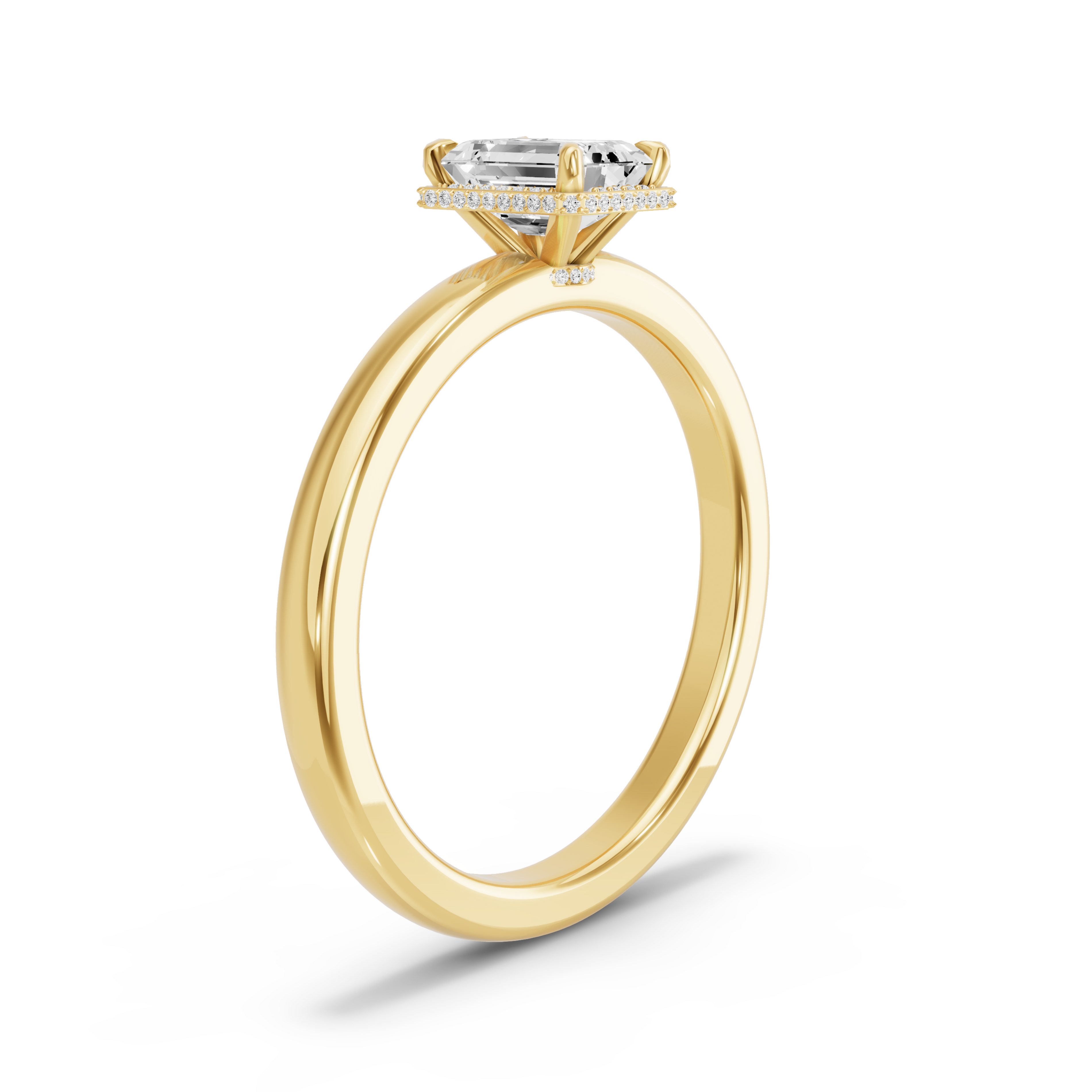 Image for Emerald Dual Halo Ring with Solitaire band in 10K Yellow Gold