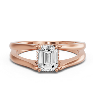 Image for Emerald Dual Halo Ring with Split Ring Solitaire band