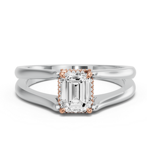 Image for Emerald Dual Halo Ring with Split Ring Solitaire band