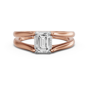 Image for Emerald Dual Halo Ring with Split Ring Solitaire band