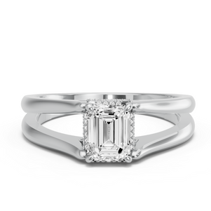 Image for Emerald Dual Halo Ring with Split Ring Solitaire band