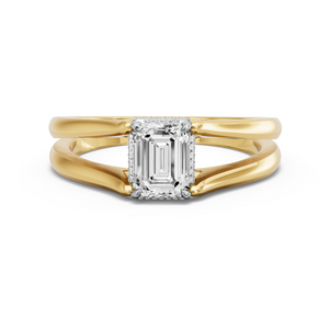 Image for Emerald Dual Halo Ring with Split Ring Solitaire band