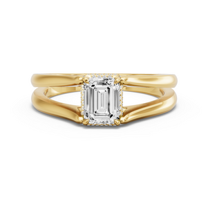 Image for Emerald Dual Halo Ring with Split Ring Solitaire band