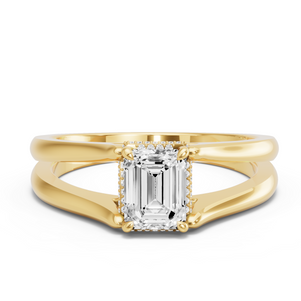 Image for Emerald Dual Halo Ring with Split Ring Solitaire band