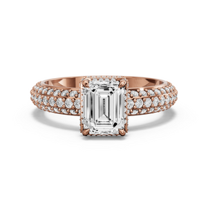 Image for Emerald Dual Halo Ring with Triple Row Pave band