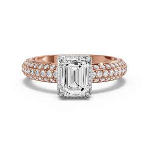 Image for Emerald Dual Halo Ring with Triple Row Pave band