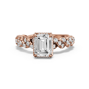 Image for Emerald Dual Halo Ring with Twist Pave band