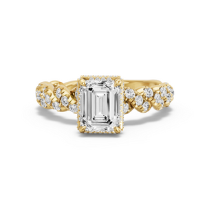 Image for Emerald Dual Halo Ring with Twist Pave band