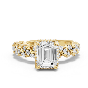 Image for Emerald Dual Halo Ring with Twist Pave band