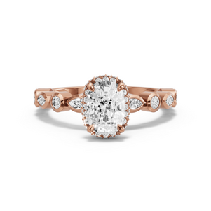 Image for Cushion Dual Halo Ring with Alternating Marquise band in 10K Rose Gold